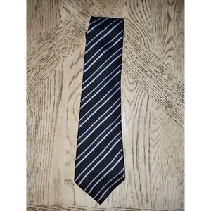 Donald Trump Tie Signature Collection Vintage Black Silver Striped 100% Silk